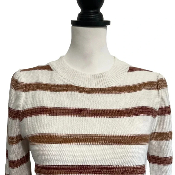 ASPEN Cream and Brown Striped Sweater. Small. Like new! - Picture 3 of 5